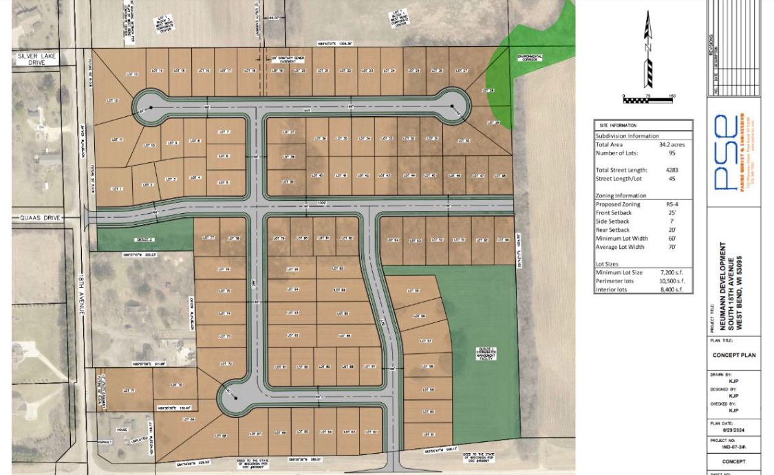 West Bend housing development with 90+ units planned on 34 acres near Hwy NN.