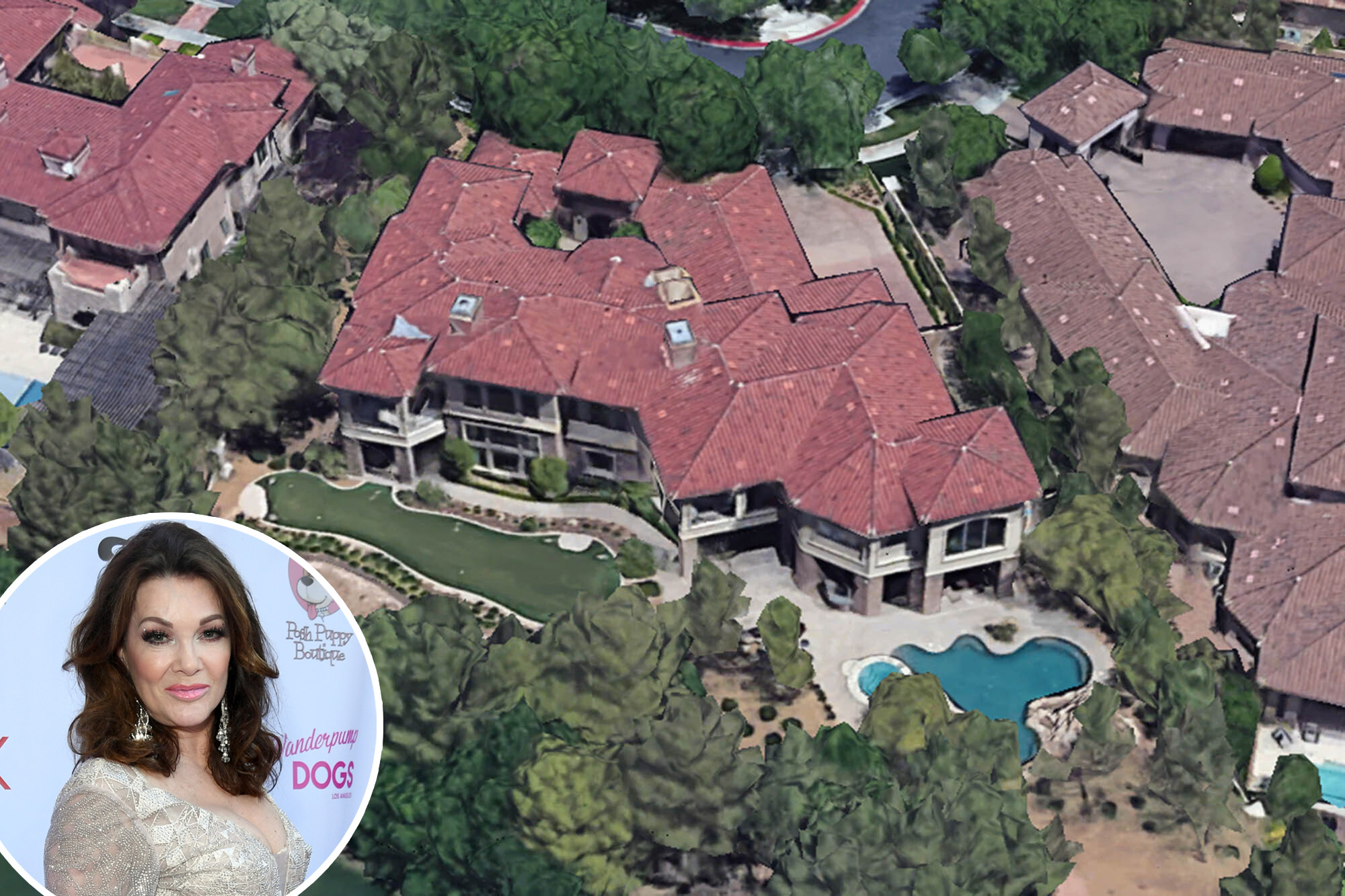 Lisa Vanderpump stands in front of her new Las Vegas mansion.