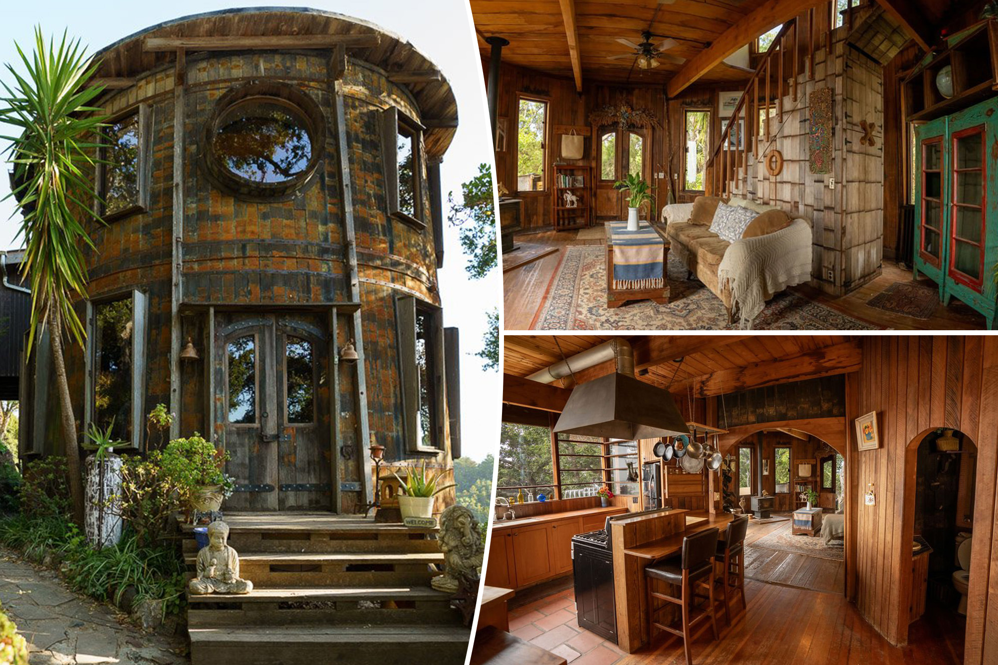 Unique barrel house in Big Sur coastal California for sale.