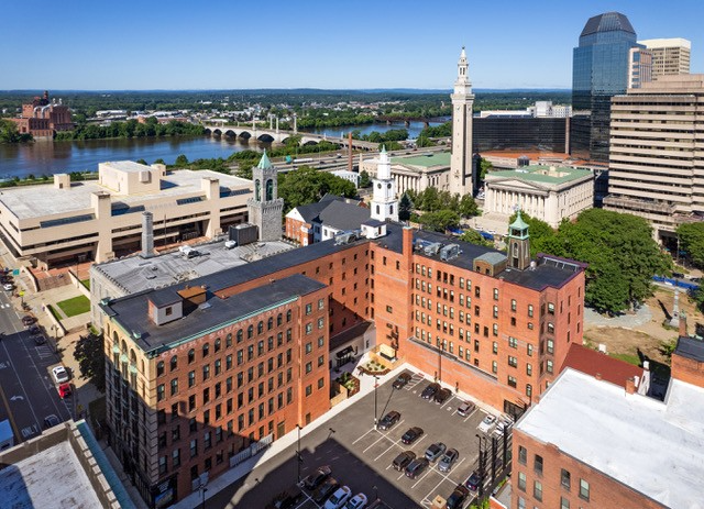 Abandoned building transformed into thriving office space in downtown Springfield.