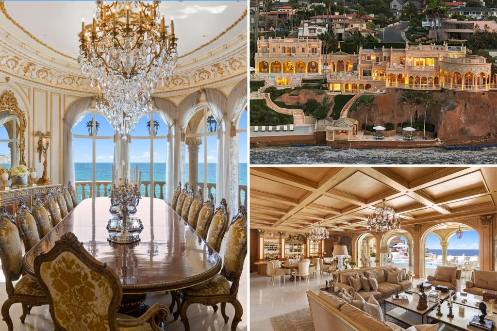 Mega-wealthy businessman builds opulent cliffside mansion in exclusive coastal location.