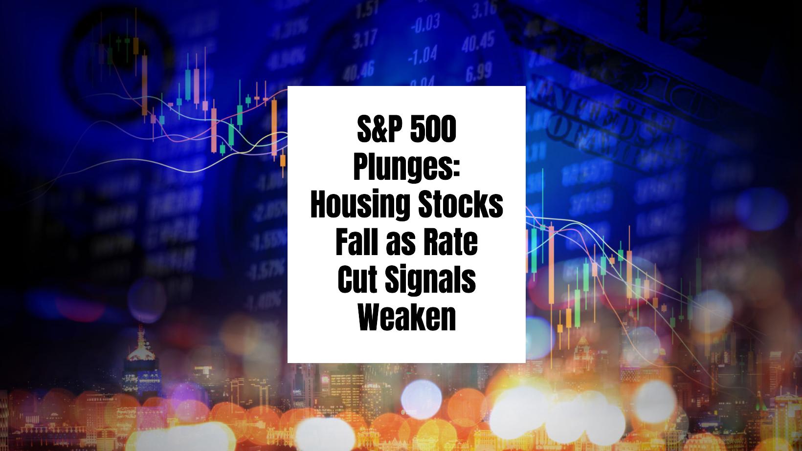 US stock market chart with declining housing shares amidst rate cut uncertainty.