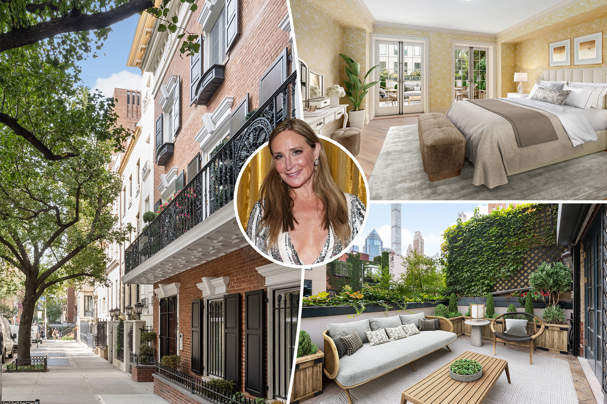 Sonja Morgan's NYC townhouse exterior after auction sale, available for rent.