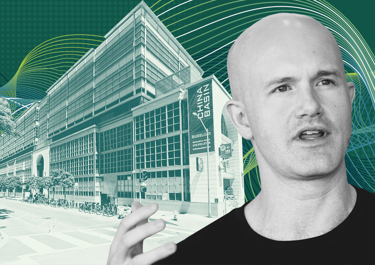 Coinbase executives tour large San Francisco office space for potential headquarters relocation.