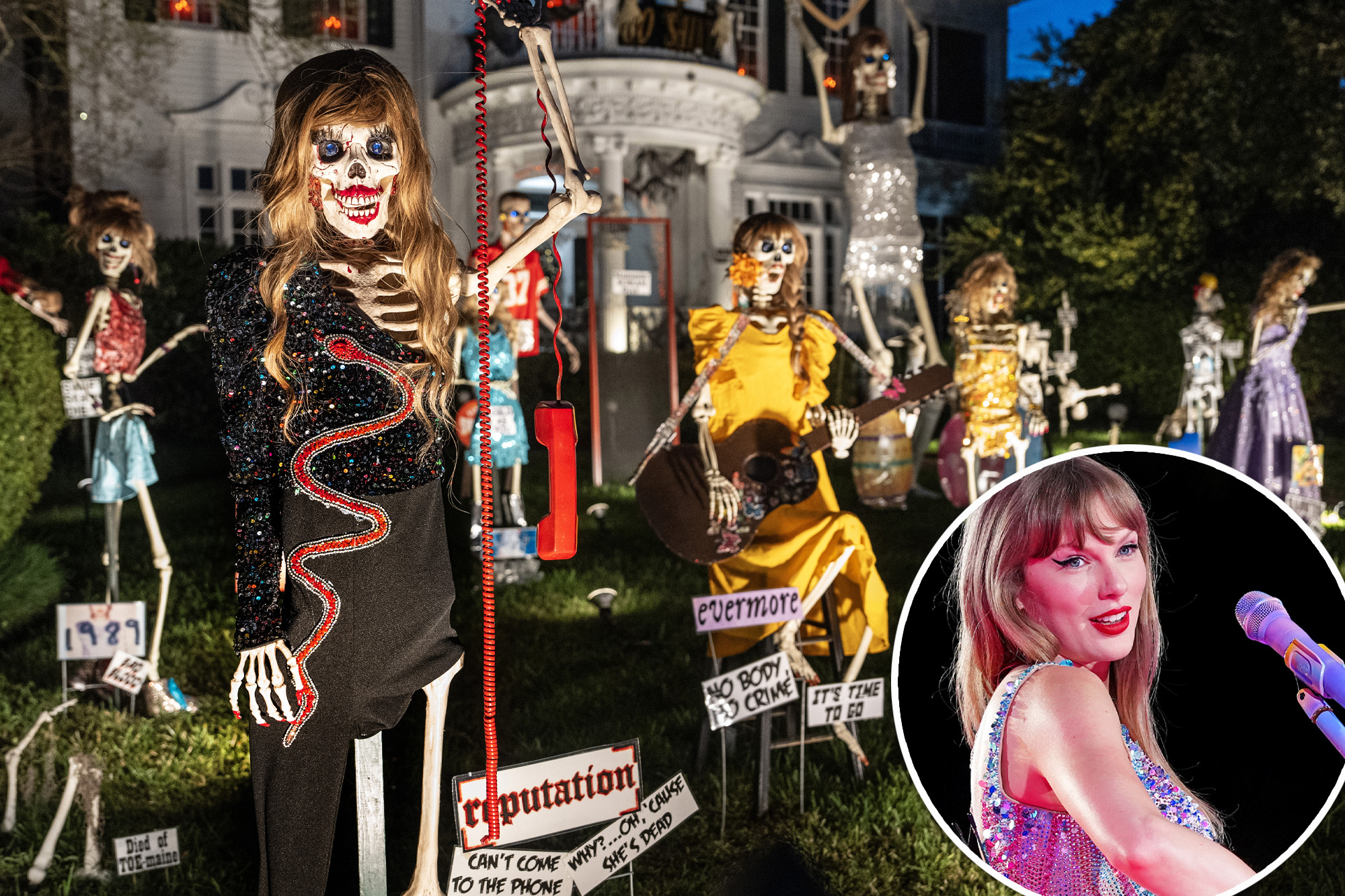 New Orleans home transformed into whimsical 'Erasure' themed wonderland with skeleton decorations.