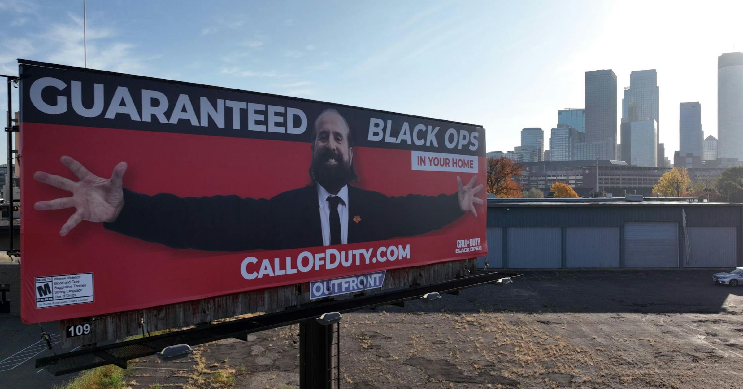 Kris Lindahl Realty billboard campaign in Minneapolis features Call of Duty video game theme.