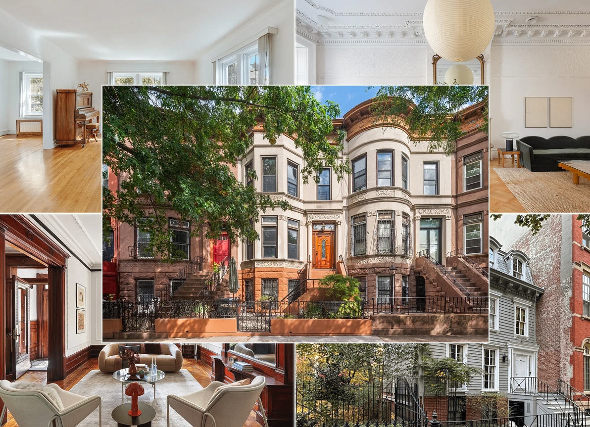 Wood-frame homes in historic Brooklyn Heights neighborhood showcase unique architectural designs.