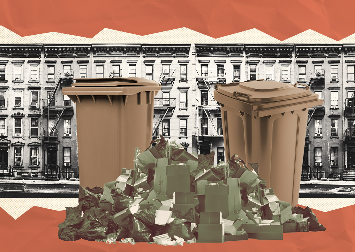 Landlords sorting organic waste in city's new composting program initiative.