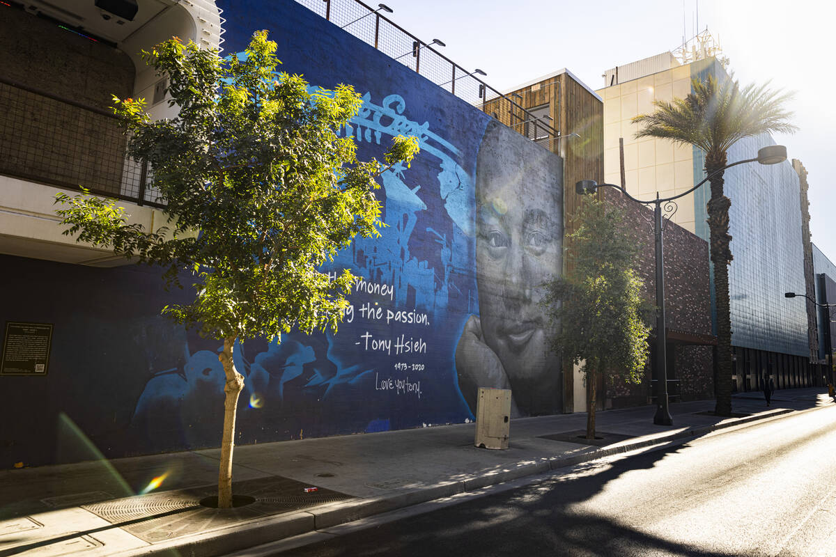 Downtown Las Vegas area transforms into makeshift homeless camp after Tony Hsieh's passing.