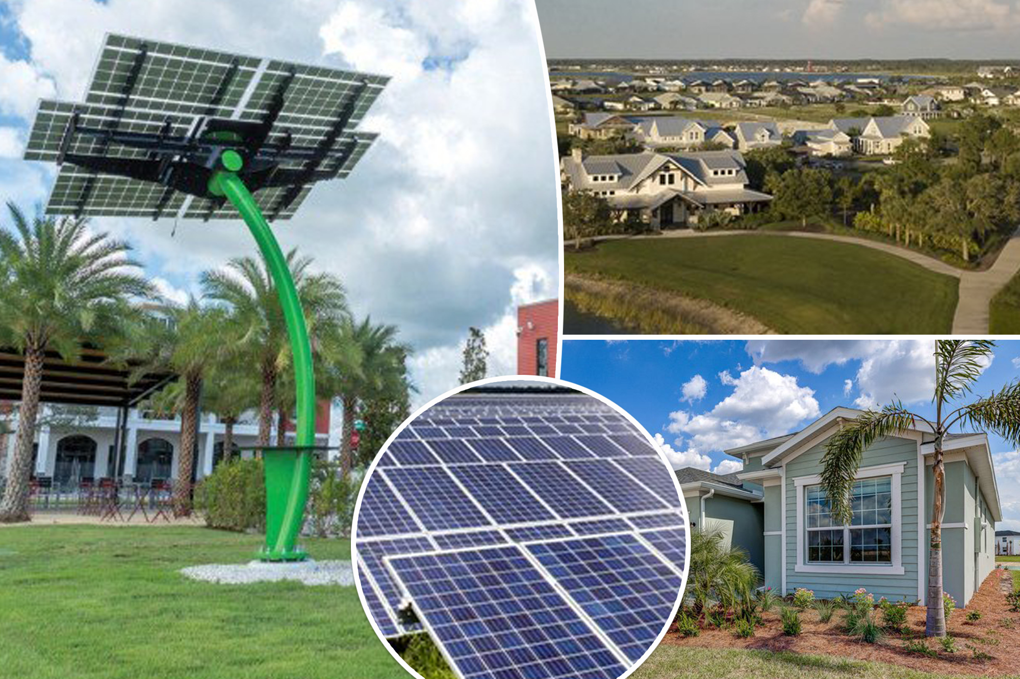 Solar-powered community in Florida showcases resilience against hurricane damage and destruction.