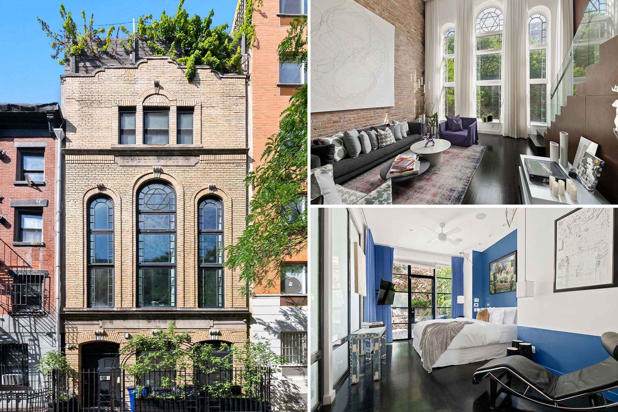 Unique NYC townhouse transformed from historic synagogue listed for $27,500 monthly rent.