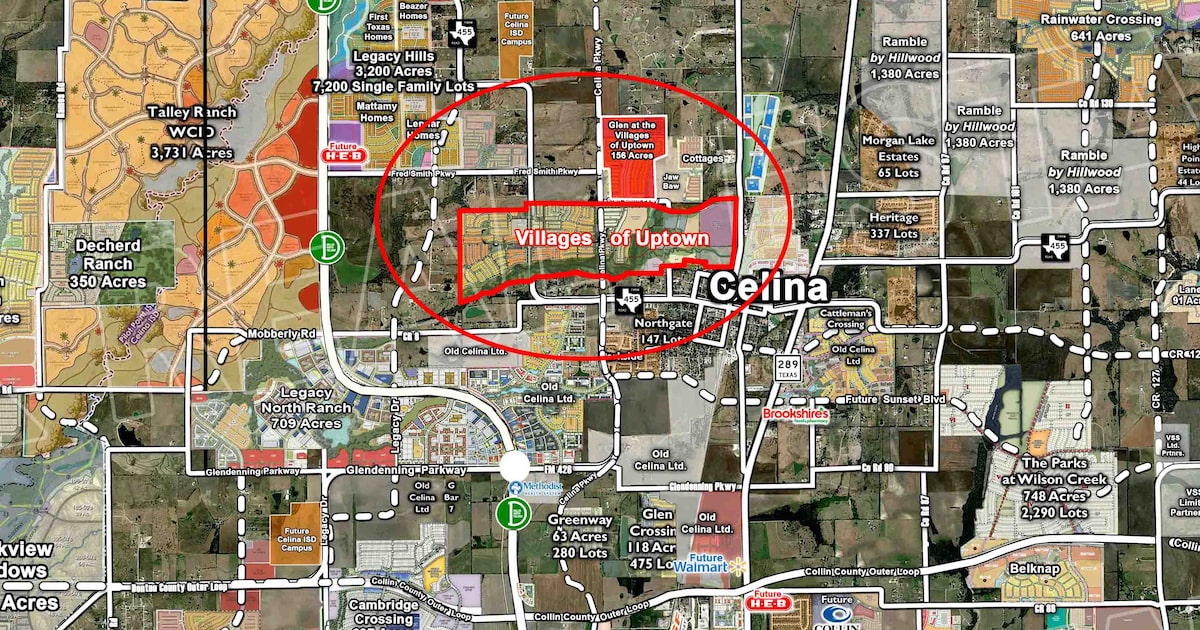 Aerial view of large tract for housing project in North Texas.