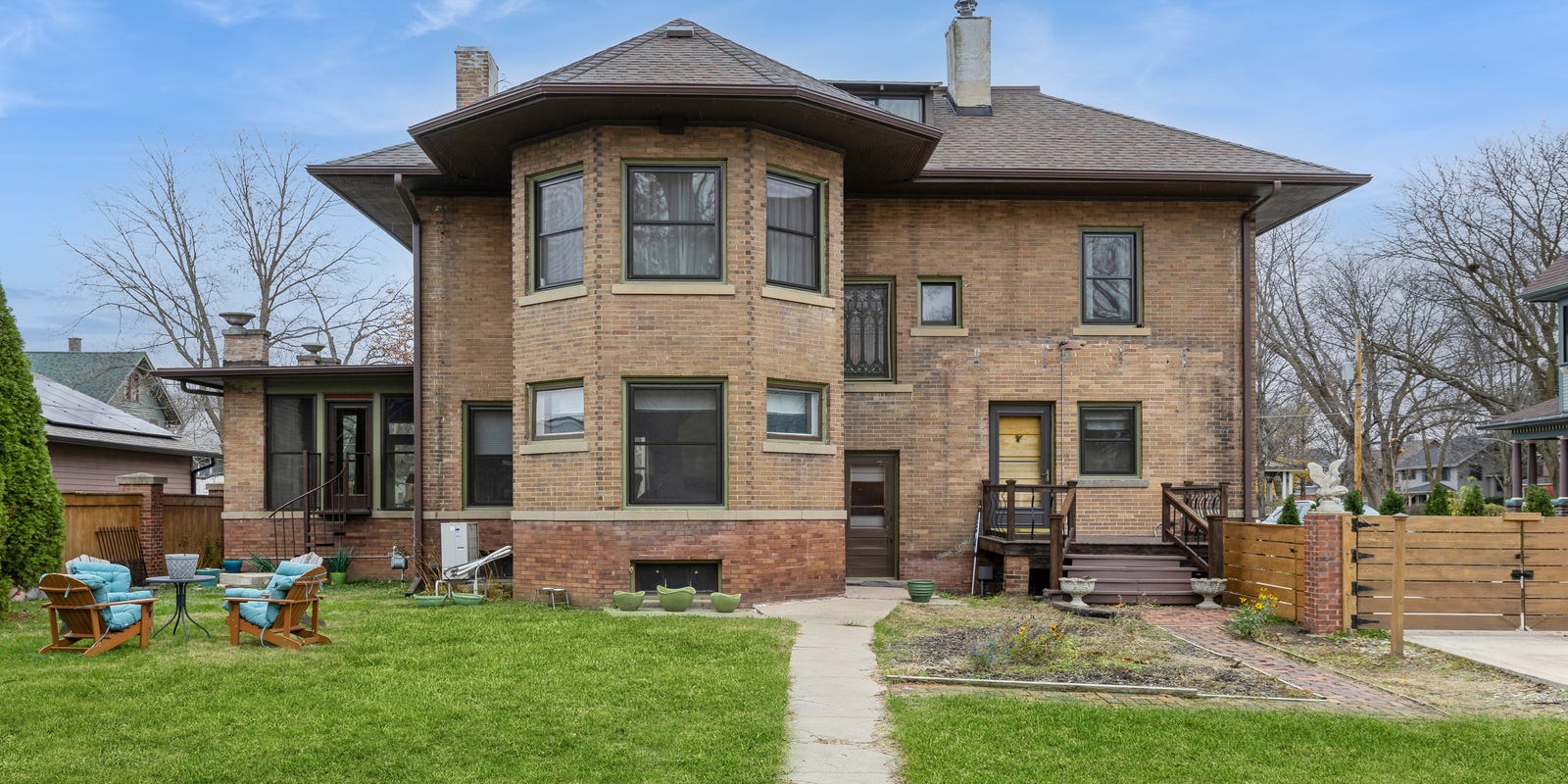 Vintage home near Drake University listed for $580K, exterior view.