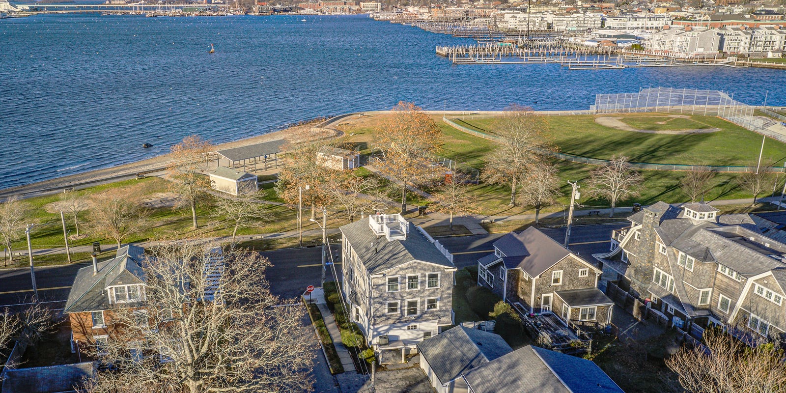 Aerial view of Newport County's top 12 million-dollar properties.