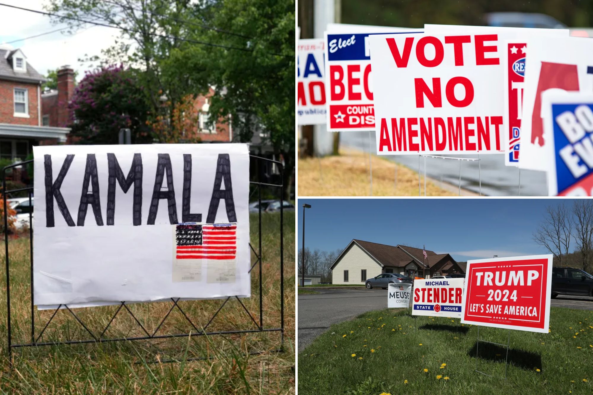 Resident displays political signs in neighborhood, sparking controversy and potential backlash.