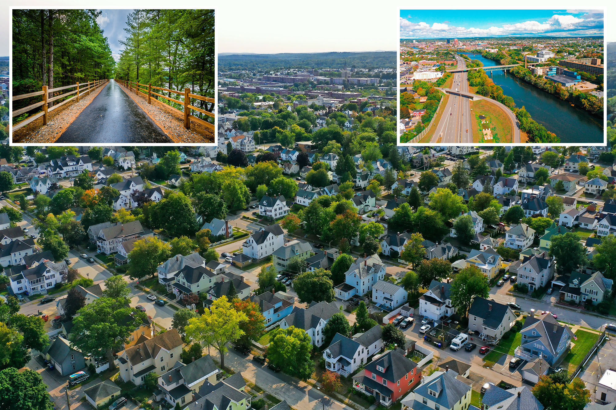 Boston skyline with luxury homes, waterfront views, and thriving real estate market.