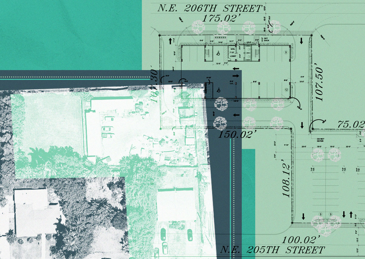 Multifamily development proposal in Ojus, South Florida, amidst booming apartment market growth.