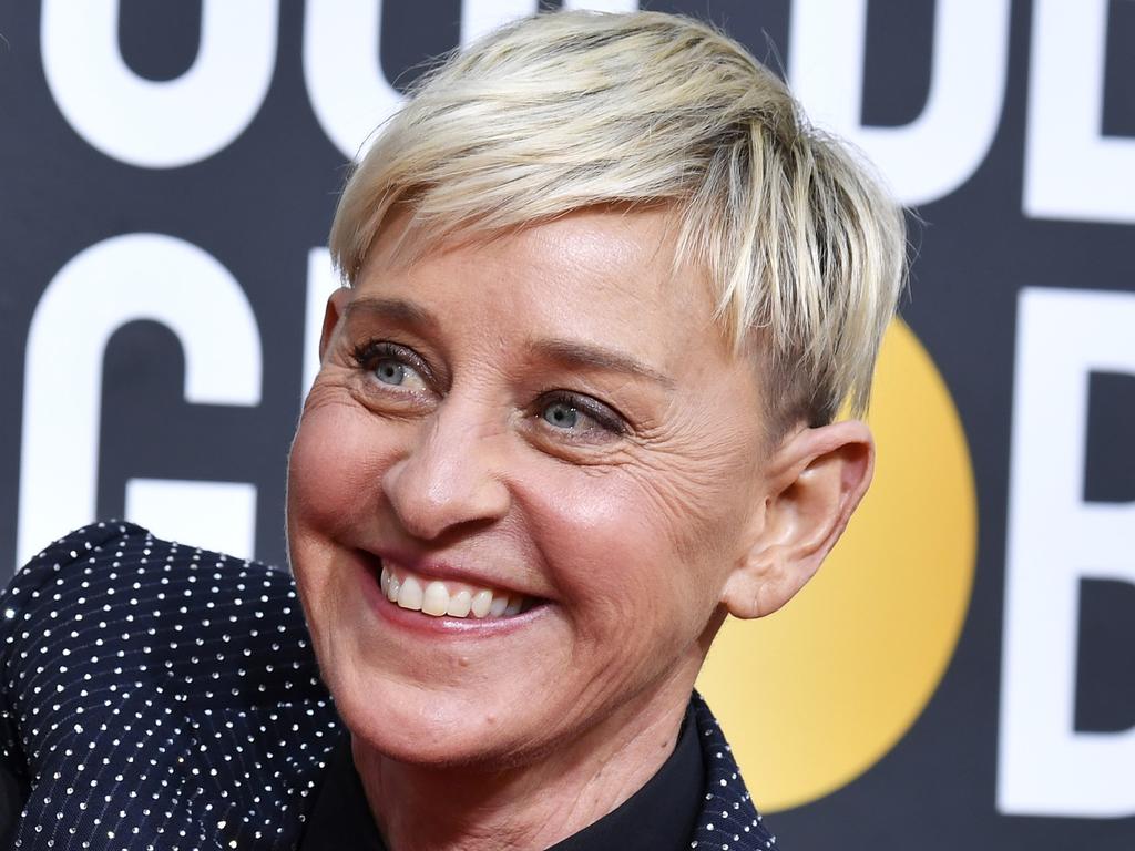 Ellen DeGeneres stands in front of luxury real estate properties nationwide.