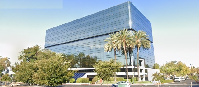 Concord office building at risk of loan default amidst market downturn.