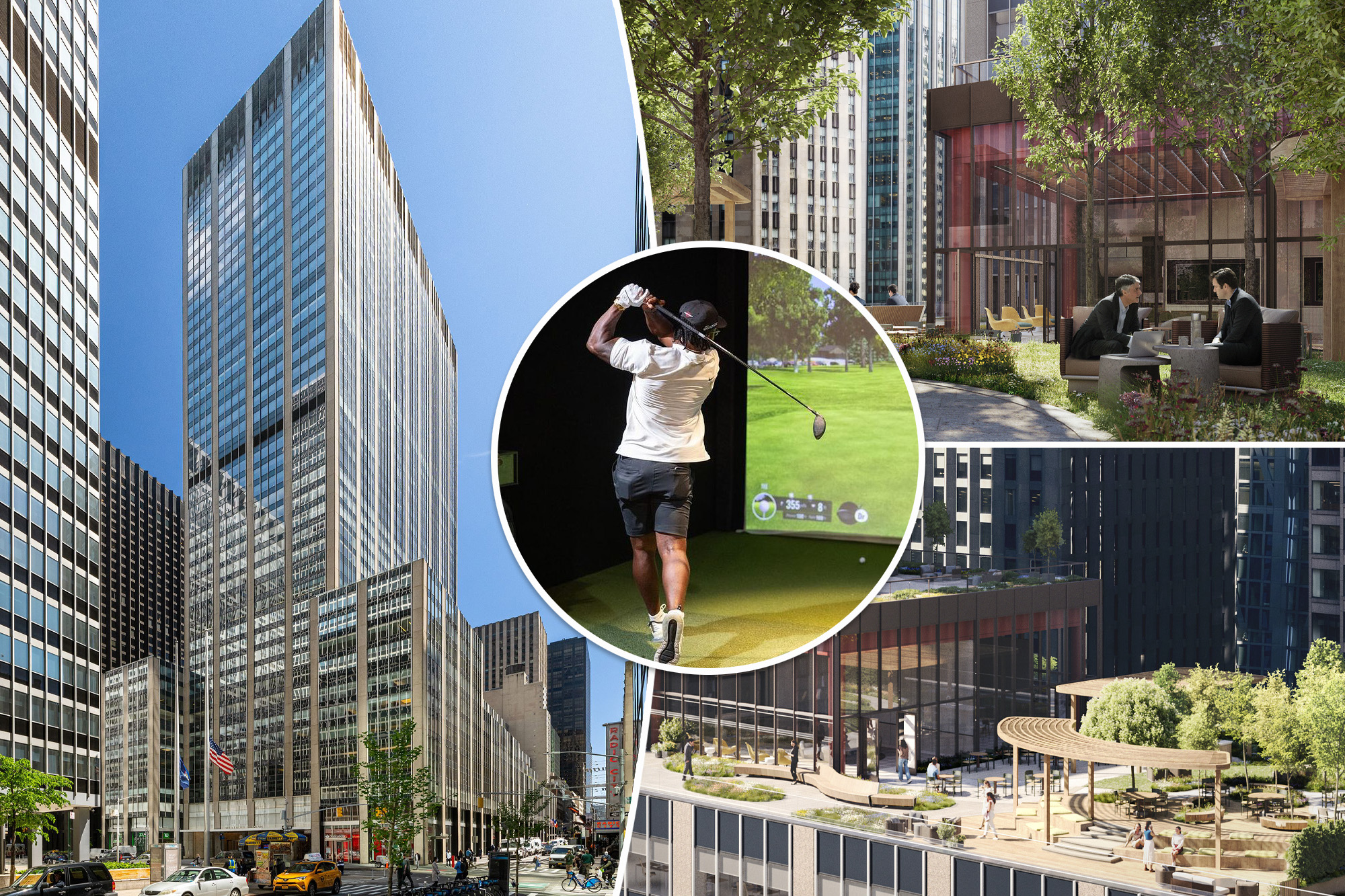 Skyscraper on New York City's Sixth Avenue features an indoor golf facility.