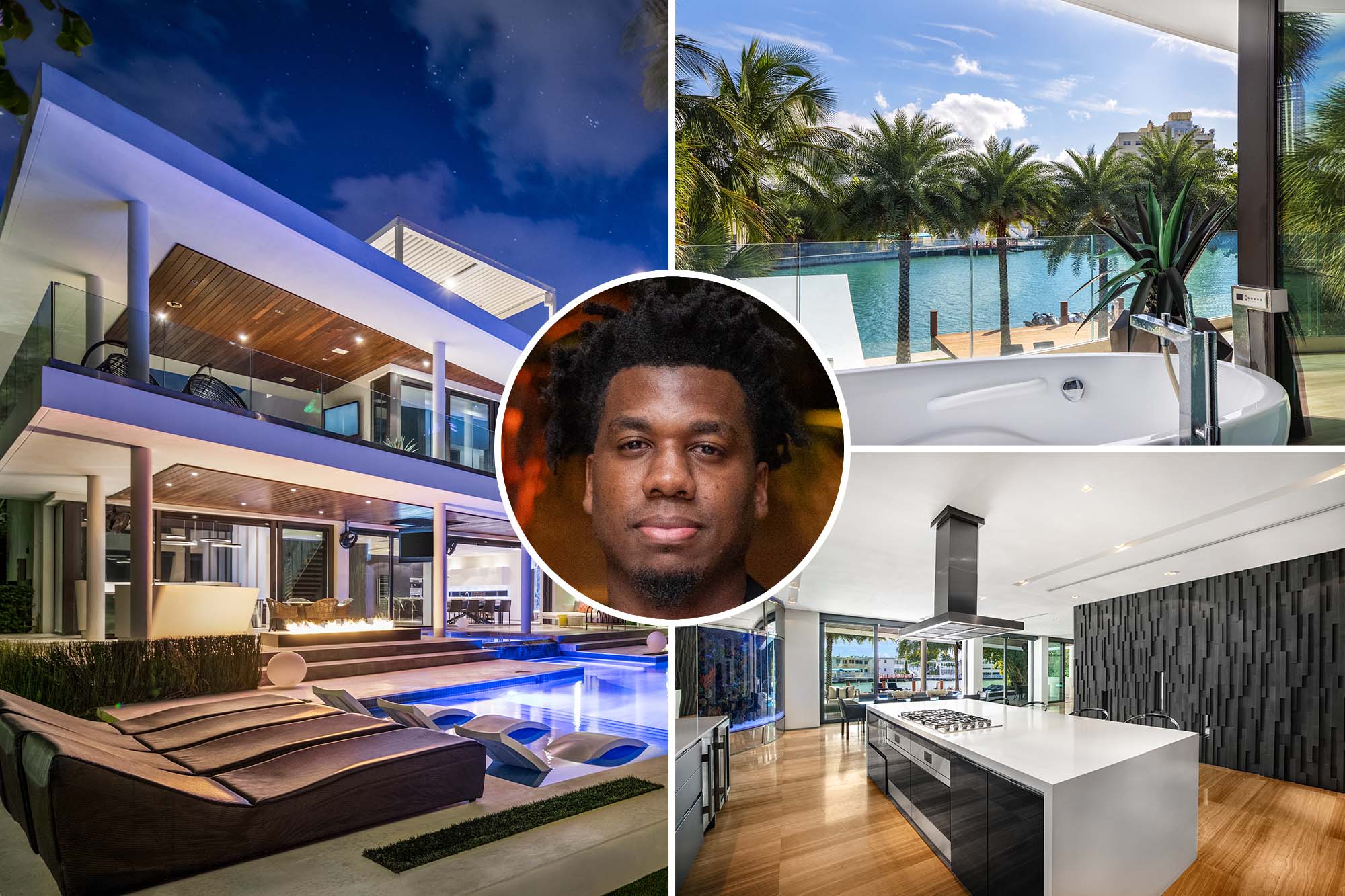 NBA player Hassan Whiteside lists luxurious waterfront estate in Miami Beach.