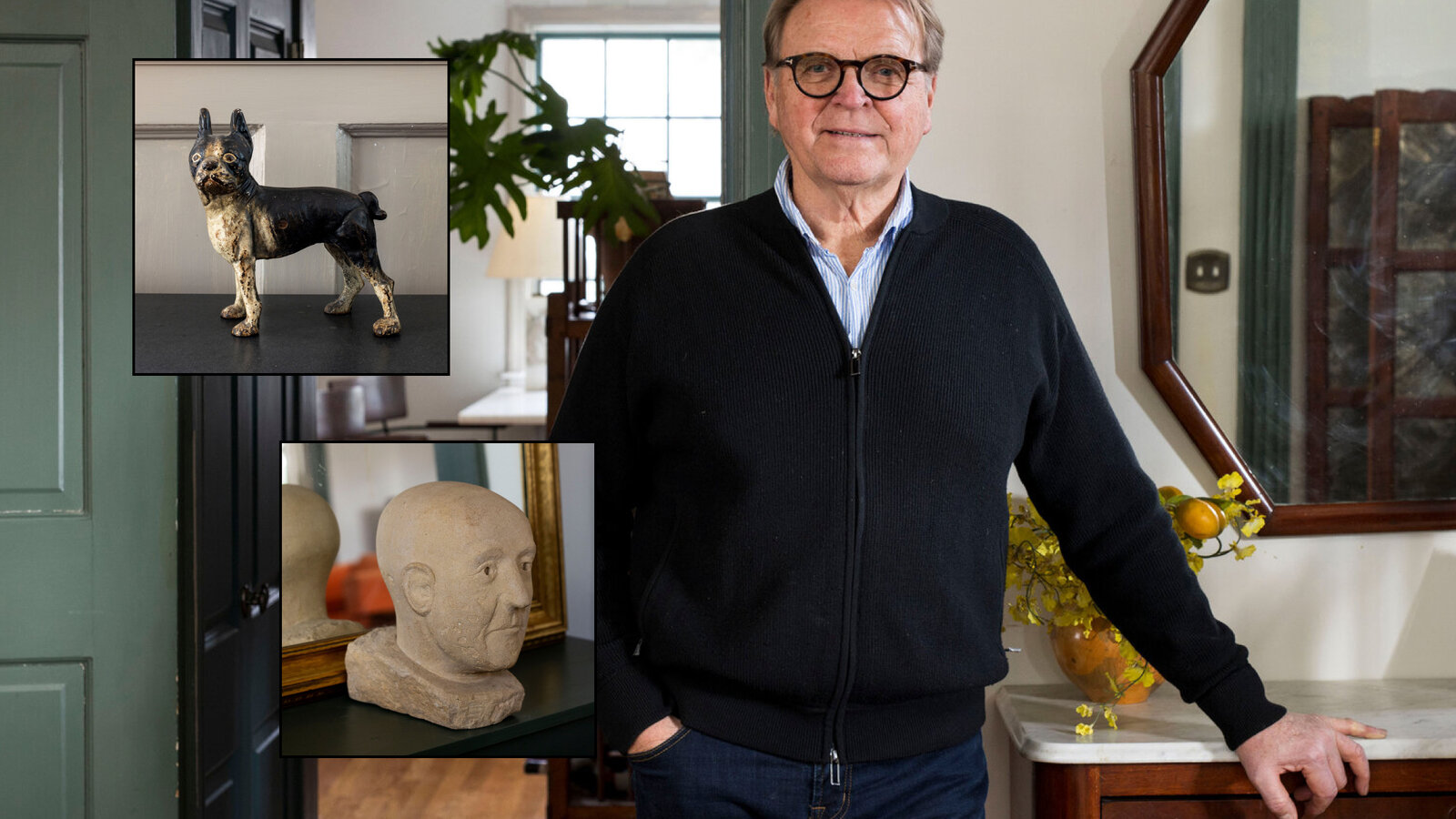 Actor David Rasche stands in front of his New Jersey home exterior.