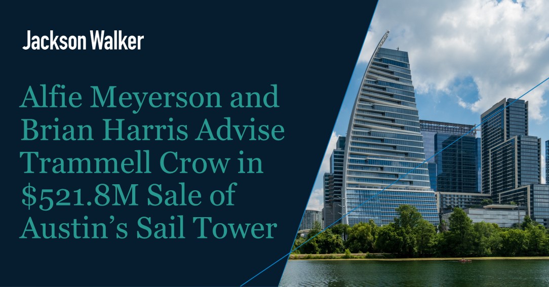 Austin's Sail Tower sold for $521.8M, guided by Alfie Meyerson and Brian Harris.