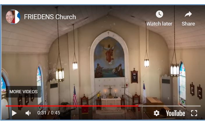 Restored 1878 Friedens Church in rural Wisconsin, historic preservation efforts underway.