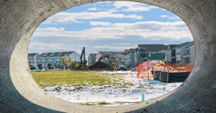 Frederick cityscape with limited affordable housing options amidst diverse neighborhood developments.