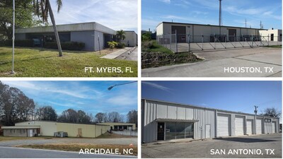 Industrial properties for sale in Florida, Arizona, Texas, and Washington states.