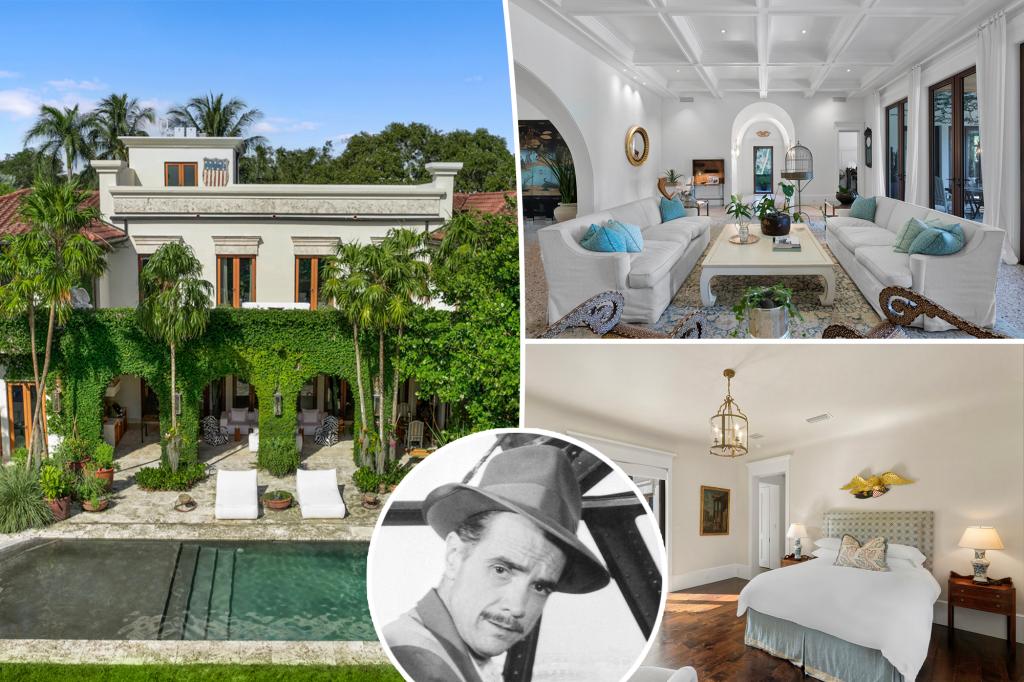 Former Florida estate with lavish architecture and gardens, once owned by eccentric heir.