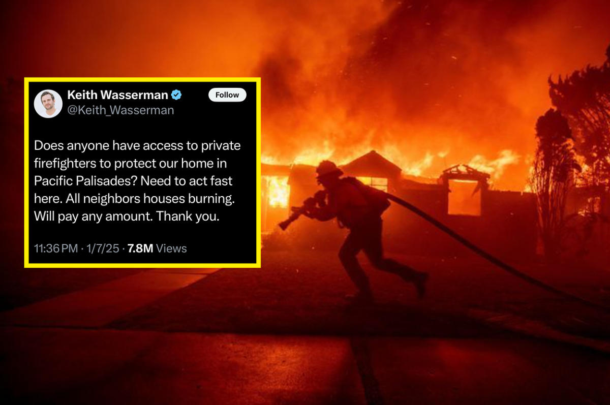 LA investor offers large sum to private firefighters, sparking online outrage in California.