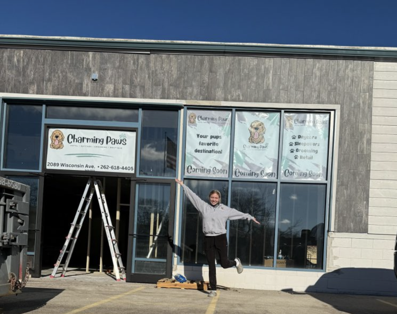 New Charming Paws pet store nearing completion in Grafton, Wisconsin.