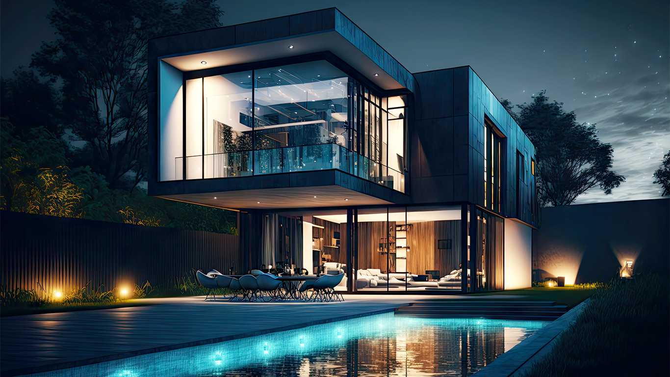 High-end real estate market forecast with luxury homes and global trends.