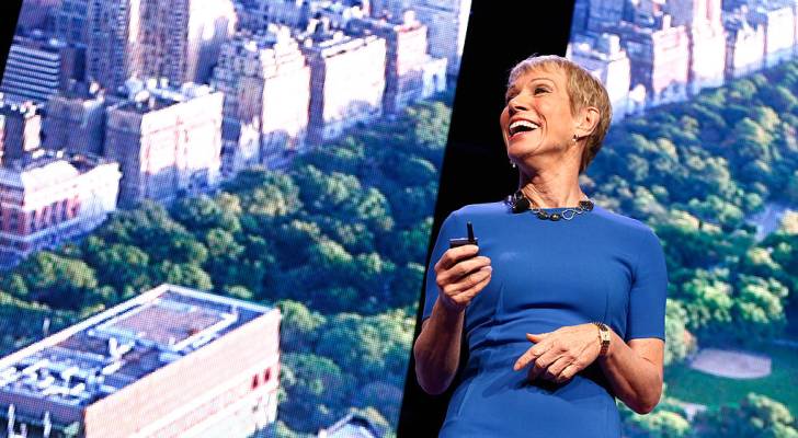 Barbara Corcoran stands in front of her NYC penthouse, reflecting on 26-year journey.