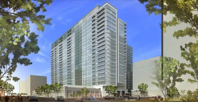 Downtown San Jose development project defaults on loan, sparking financial concerns locally.